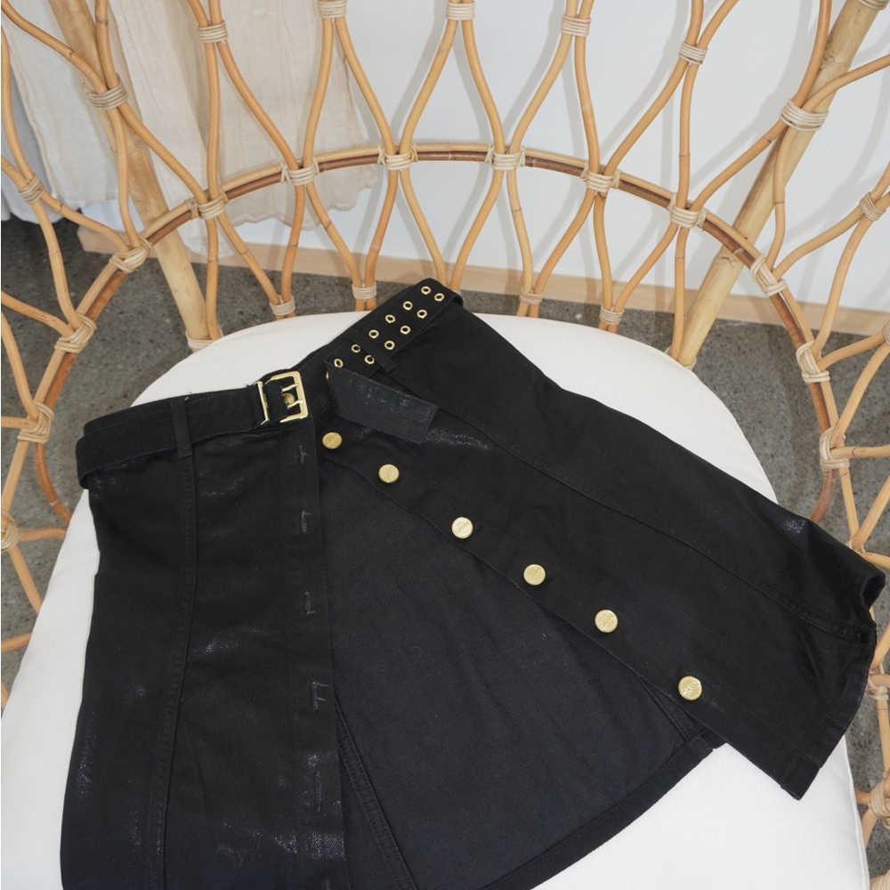 Frame Denim Black Skirt with Gold Buttons